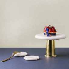 Marble and Copper Cake Stand White