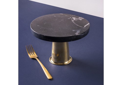 Marble And Copper Cake Stand Black