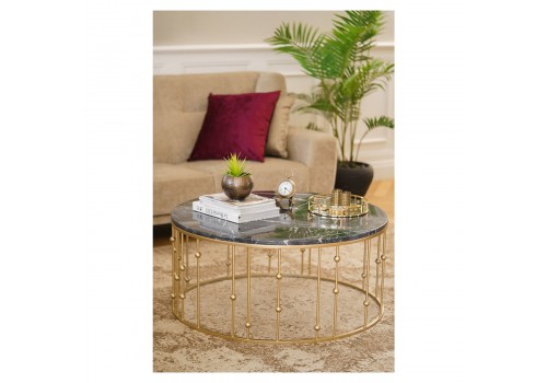 Orb Coffee Table  Gold with Marble Top  